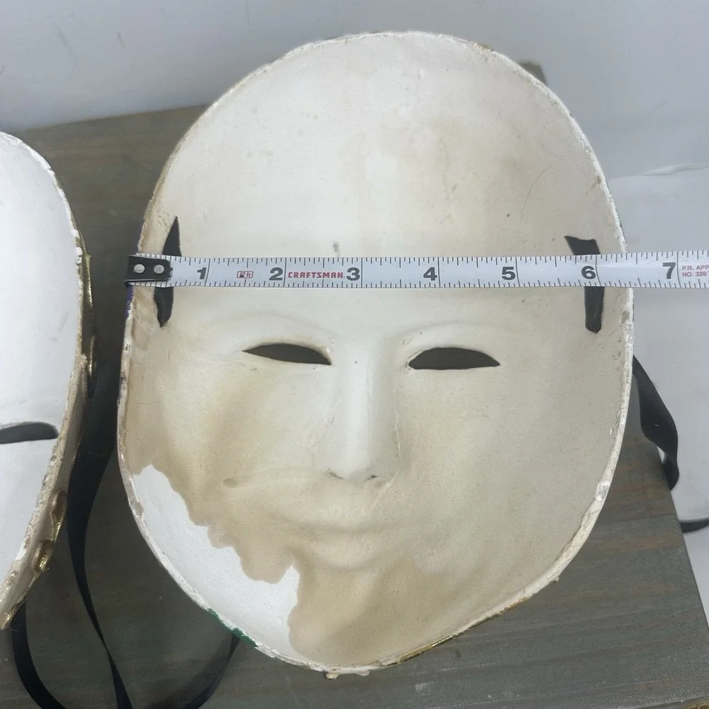 Lot Of 2 Venetian Mardi Gras Mask MASQUERADE CARNIVAL PARTY Gold Hand Painted